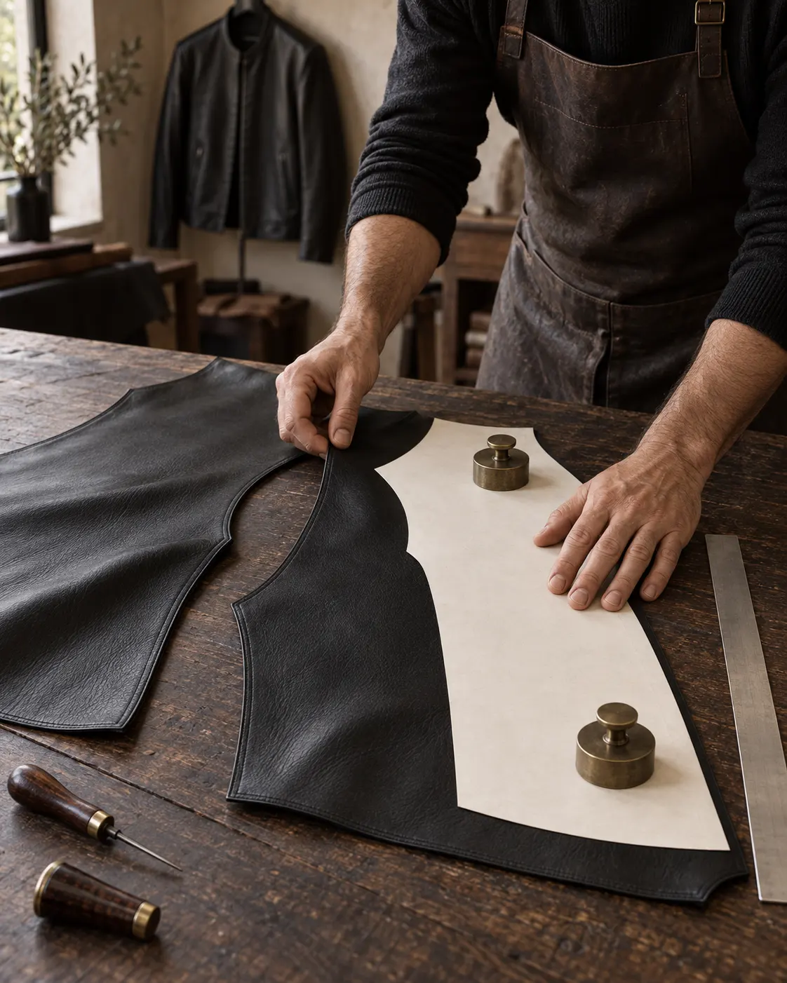 Muhammad Umer, founder of Basharat Atelier, inside a refined leather workshop
